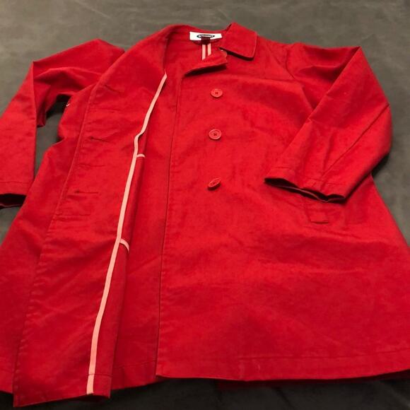 Old Navy Red Cotton All weather coat Woman size M Trench Rain - Picture 5 of 7